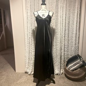 Long black satin nightgown